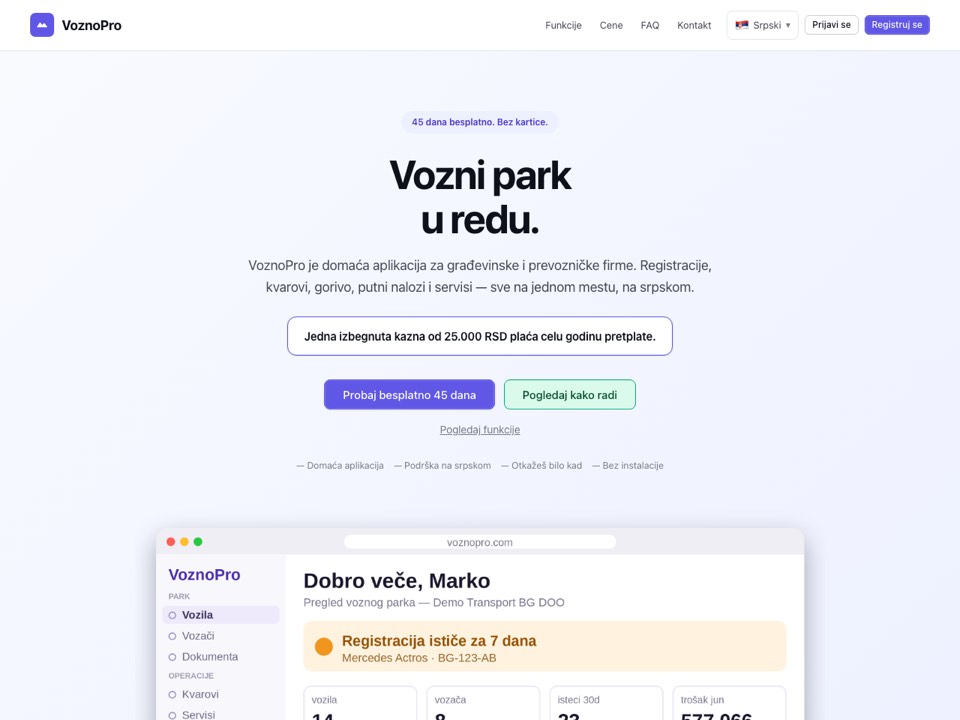Aplikacija VoznoPro