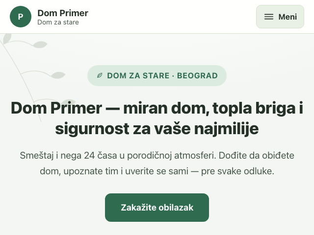 Primer sajta — Domovi za stare, dizajn 2