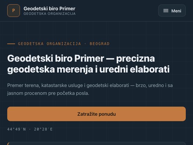 Primer sajta — Geodeti, dizajn 2