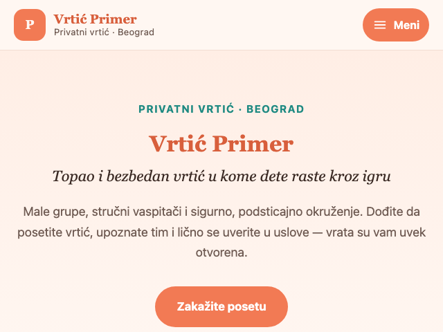 Primer sajta — Privatni vrtići, dizajn 3